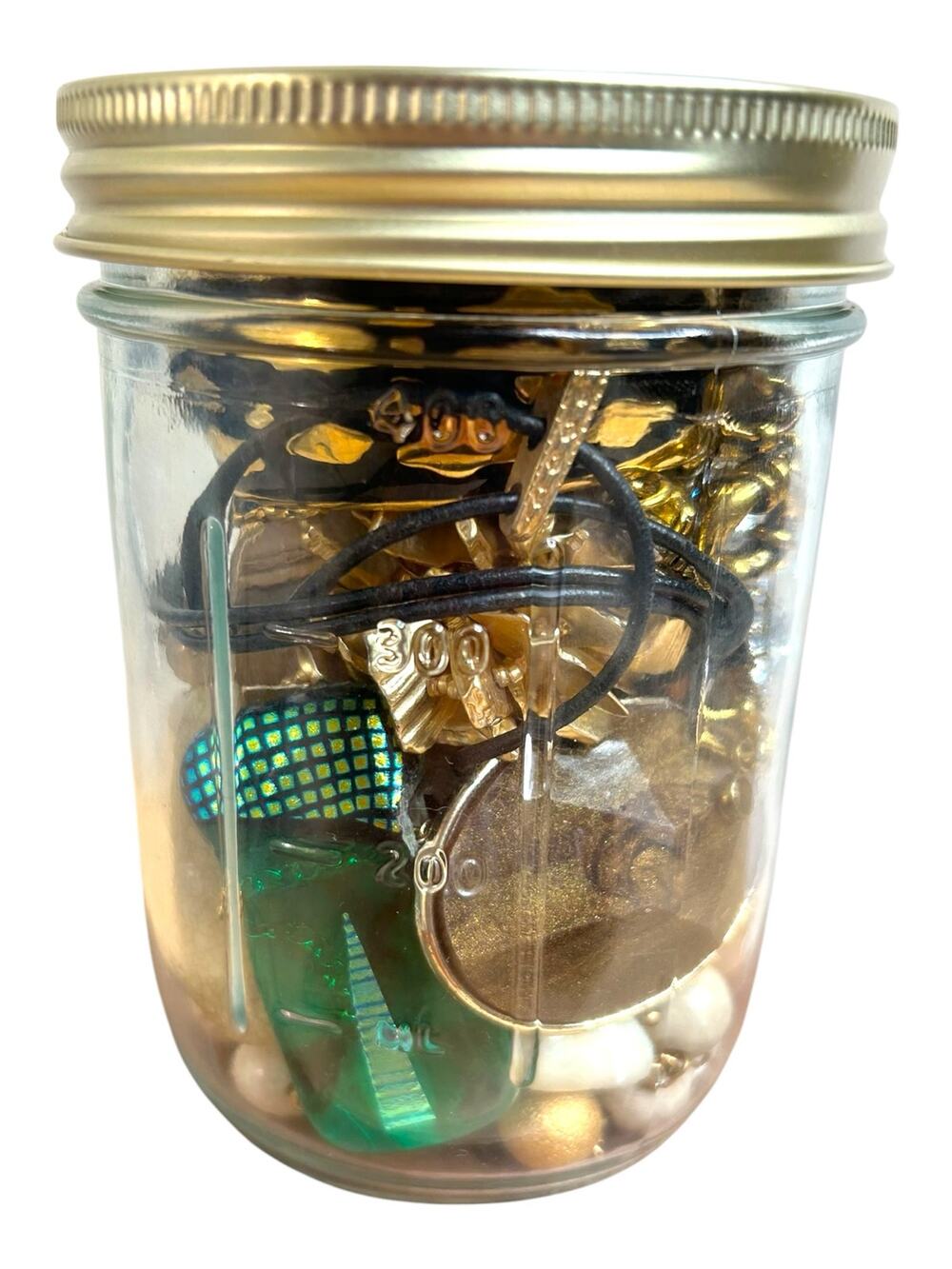 Jewelry Jar Gold Tones Vintage to Modern Mixed Jewelry Lot Wearable
